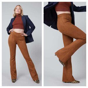 SPANX Faux Suede Flare Pants Pull-On L Tan 20323R